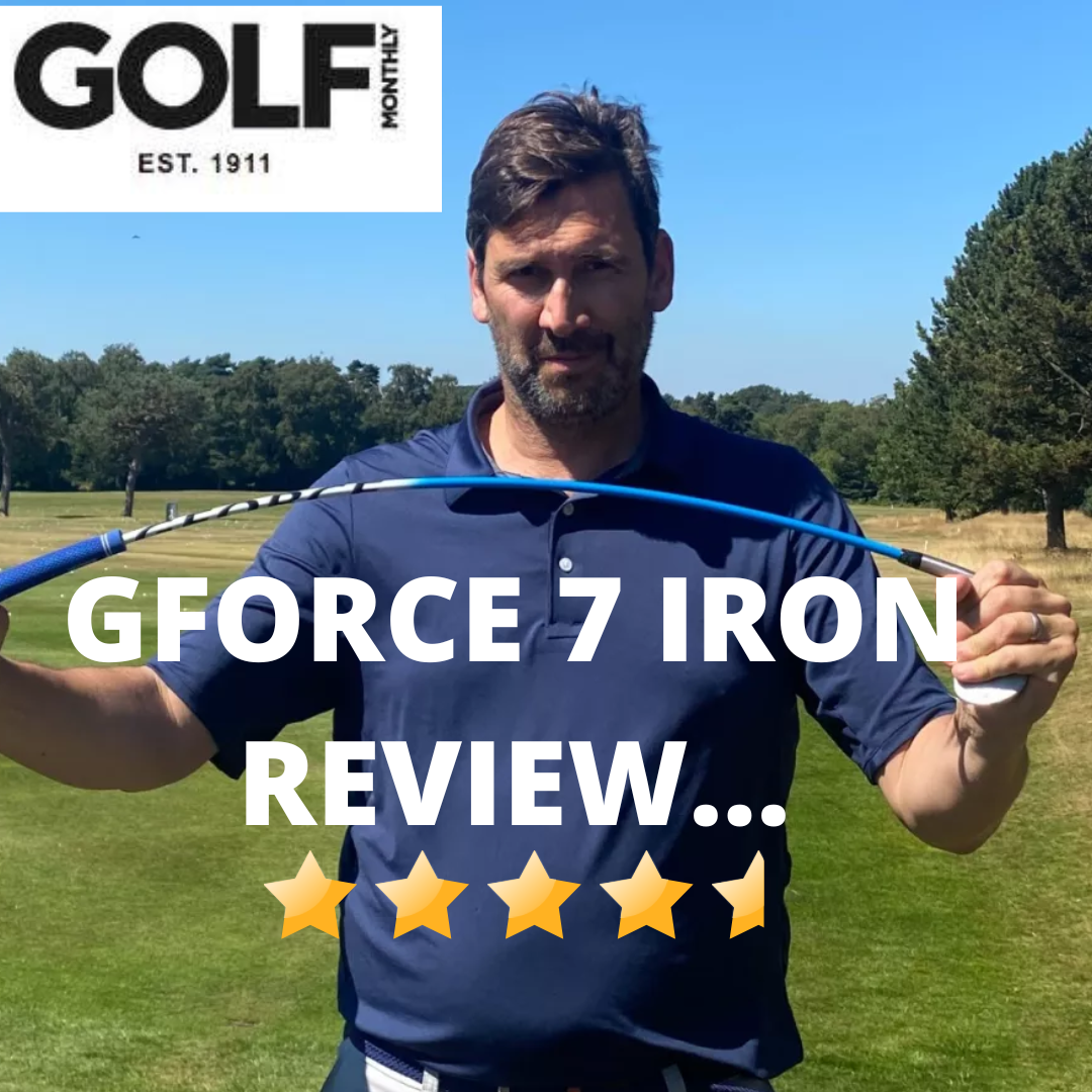 Golf Monthly Equipment Tester pictured with GForce 7 Iron for his review.  The GForce achieved 5 stars