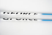 gforce swing trainer flexible shaft, one half white with "Gforce" written on shaft and the other half sky blue